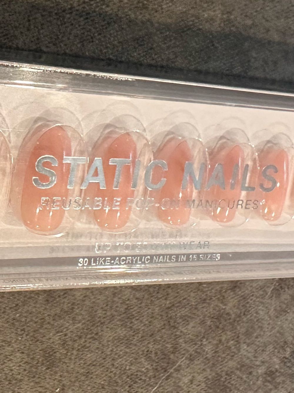 STATIC NAILS Jet Setter Round Nude Press-On Nail Set Acrylic Pop On Manicure